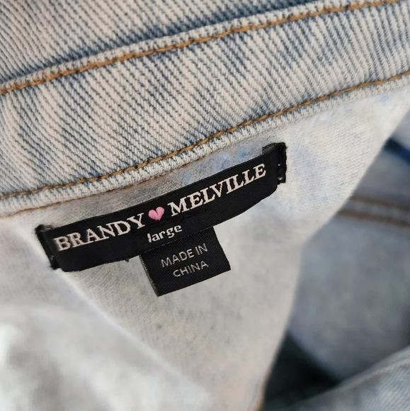 Brandy Melville Alien patch work distressed jean Jacket Size Large - Picture 6 of 8
